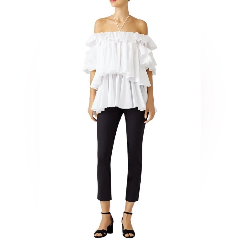 Tome White Ruffled Off the shoulder blouse top $695 - Size Small / S - Picture 2 of 7
